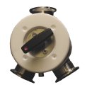 Two way valve with 1,5 TC connections made from PTFE pneumatic